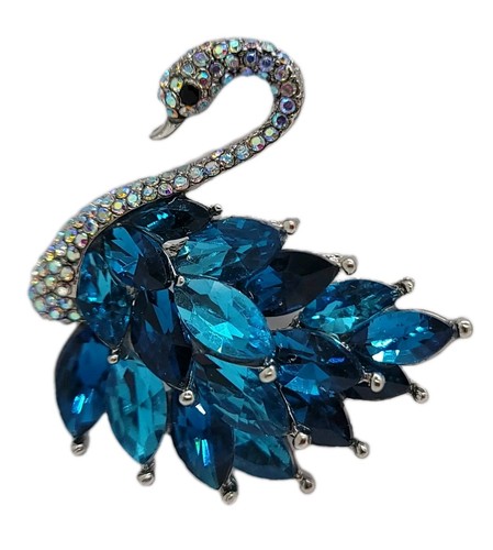 Elegante spilla cigno blu - spilla,