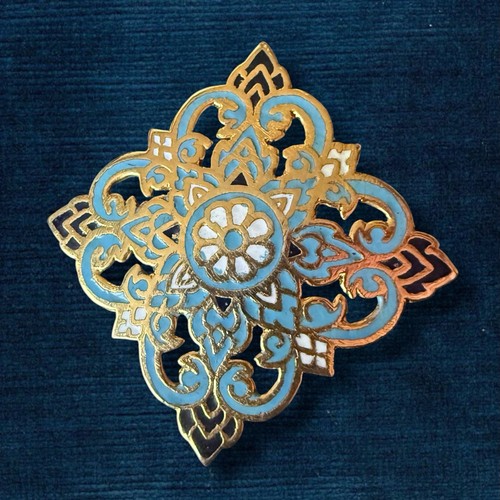 Spilla smaltata blu - tono, oro