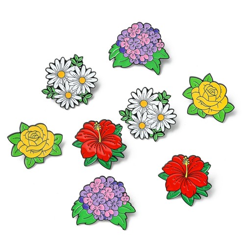 Spille fiori smaltati lega - 8x,