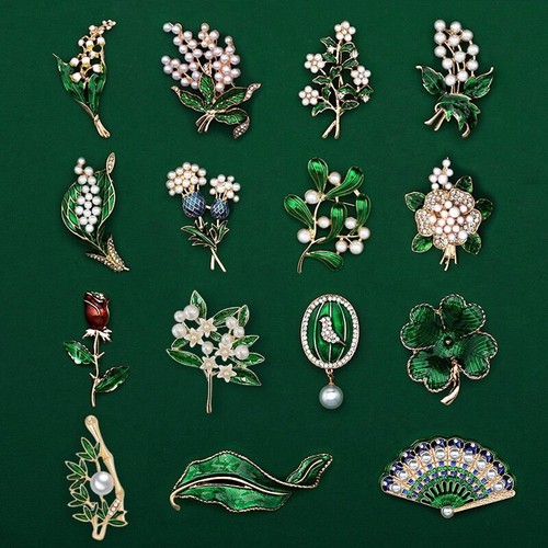 Spilla foglia floreale