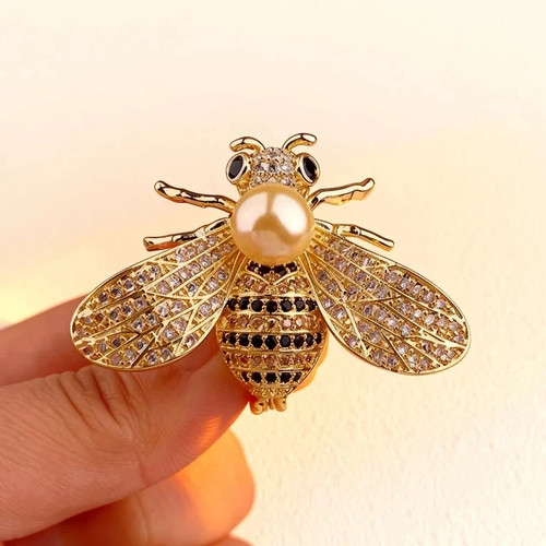 Spilla ape diamante perla - diamante,